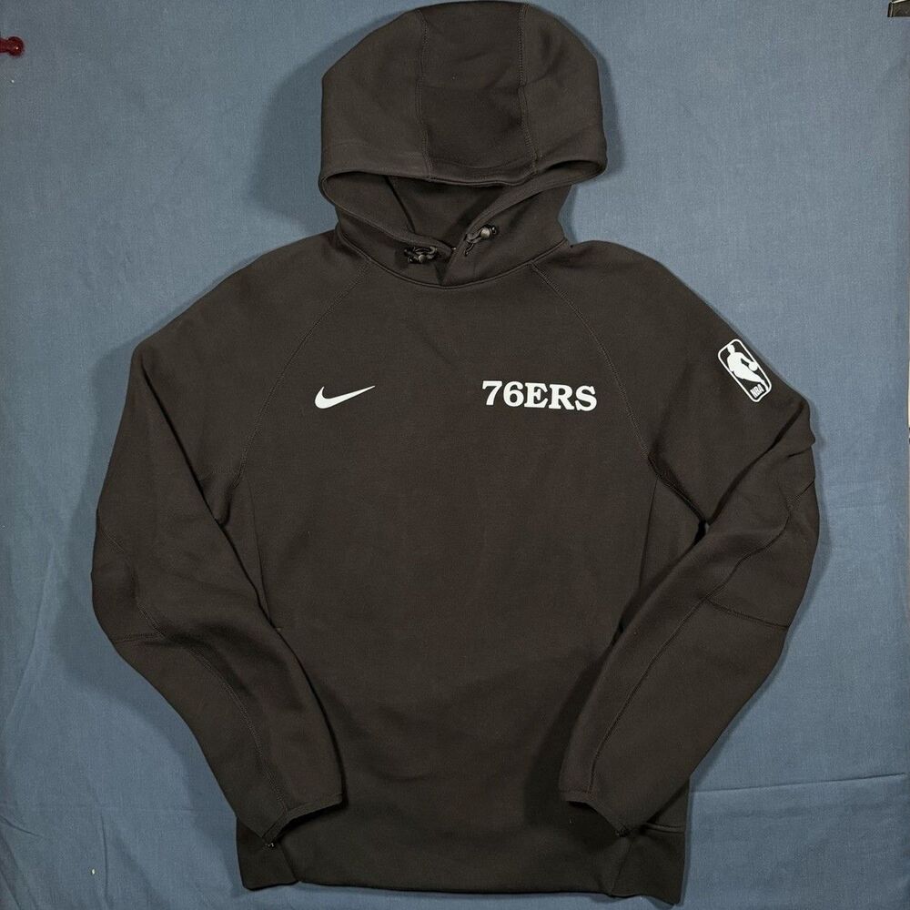 Nike Tech Philadelphia 76ers Hoodie Sweatshirt Black Lightweight Mens Medium